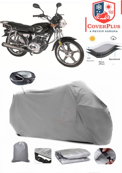 Bisan Toprak Wrc 100 Arka Çanta Uyumlu (Gri) Motorsiket Brandası Motor Örtüsü Çadır Su Geçirmez Motosiklet Kılıfı Motor Brandası
