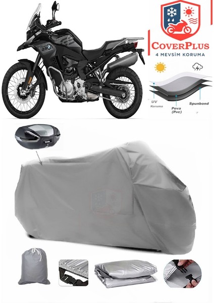 Bmw F 850 Gs Adventure Arka Çanta Uyumlu (Gri) Motorsiket Brandası Motor Örtüsü Çadır Su Geçirmez Motosiklet Kılıfı Motor Brandası
