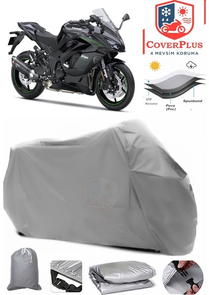 Kawasaki Ninja 1000 Sx Gri Motorsiket Brandası Motor Örtüsü Çadır Su Geçirmez Motosiklet Kılıfı Motor Brandası