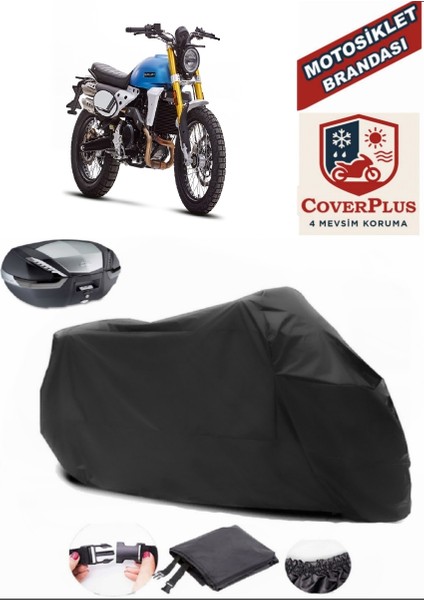 Caballero 500 Scrambler Siyah Arka Çanta Uyumlu Motorsiket Brandası Motor Örtüsü Çadır Su Geçirmez Motosiklet Kılıfı Motor Brandası