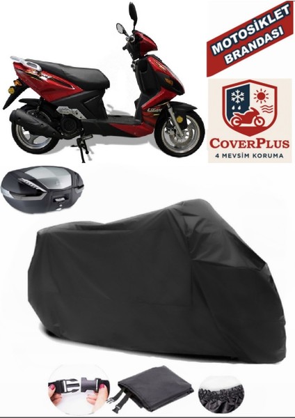 Lifan LF125T-26 Siyah Arka Çanta Uyumlu Motorsiket Brandası Motor Örtüsü Çadır Su Geçirmez Motosiklet Kılıfı Motor Brandası