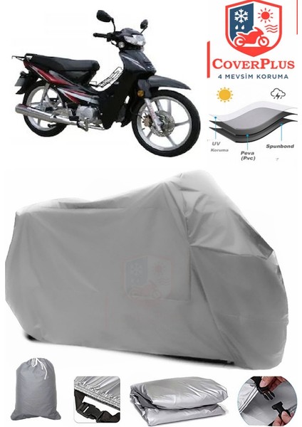 Bisan Roadstar Cub Gri Motorsiket Brandası Motor Örtüsü Çadır Su Geçirmez Motosiklet Kılıfı Motor Brandası