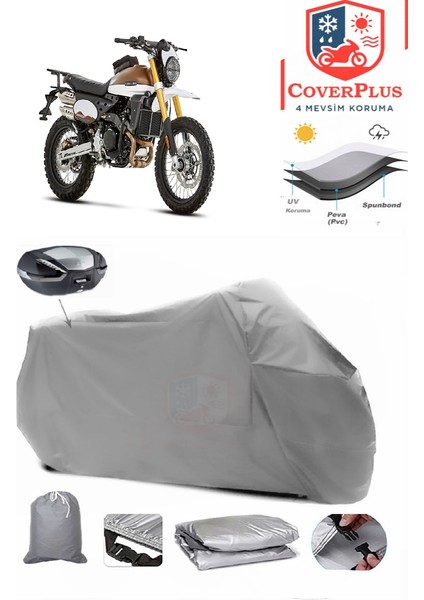 Caballero 500 Explorer Arka Çanta Uyumlu (Gri) Motorsiket Brandası Motor Örtüsü Çadır Su Geçirmez Motosiklet Kılıfı Motor Brandası
