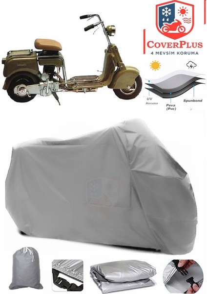 Lambretta Innocenti Gri Motorsiket Brandası Motor Örtüsü Çadır Su Geçirmez Motosiklet Kılıfı Motor Brandası