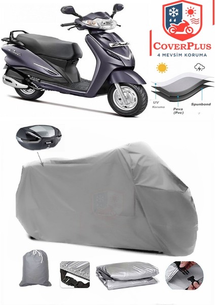 Hero Duet Lx 110 Arka Çanta Uyumlu (Gri) Motorsiket Brandası Motor Örtüsü Çadır Su Geçirmez Motosiklet Kılıfı Motor Brandası