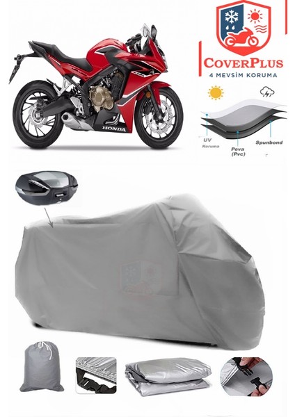 Honda Cbr 650 F Arka Çanta Uyumlu (Gri) Motorsiket Brandası Motor Örtüsü Çadır Su Geçirmez Motosiklet Kılıfı Motor Brandası