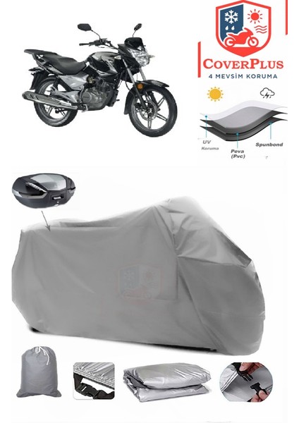 Kanuni Leopard Arka Çanta Uyumlu (Gri) Motorsiket Brandası Motor Örtüsü Çadır Su Geçirmez Motosiklet Kılıfı Motor Brandası