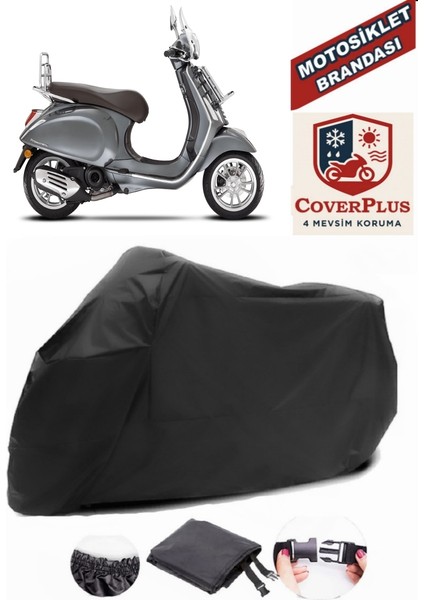 Vespa Primavera 150 Touring Siyah Motorsiket Brandası Motor Örtüsü Çadır Su Geçirmez Motosiklet Kılıfı Motor Brandası