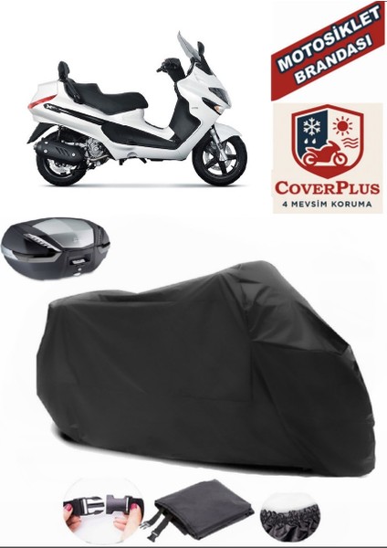 Piaggio x Evo 250 Siyah Arka Çanta Uyumlu Motorsiket Brandası Motor Örtüsü Çadır Su Geçirmez Motosiklet Kılıfı Motor Brandası