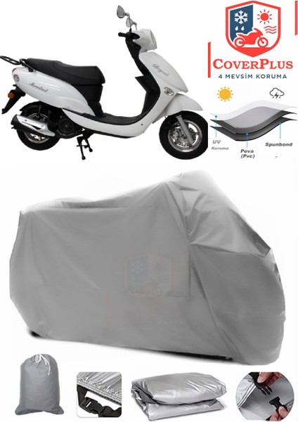 Mondial 100 Mfm Gri Motorsiket Brandası Motor Örtüsü Çadır Su Geçirmez Motosiklet Kılıfı Motor Brandası