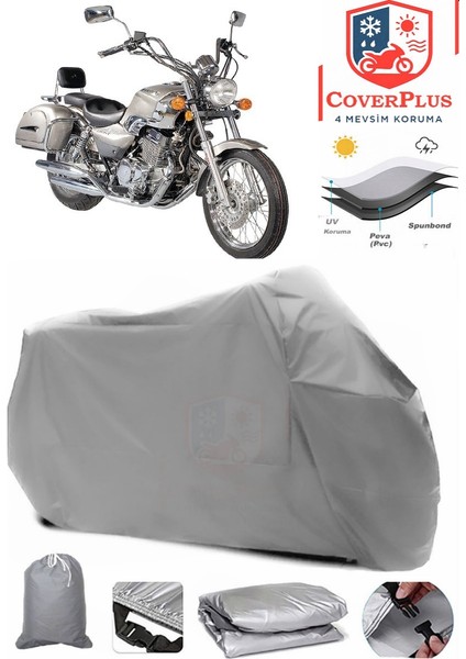 Mondial 250 Mct Gri Motorsiket Brandası Motor Örtüsü Çadır Su Geçirmez Motosiklet Kılıfı Motor Brandası