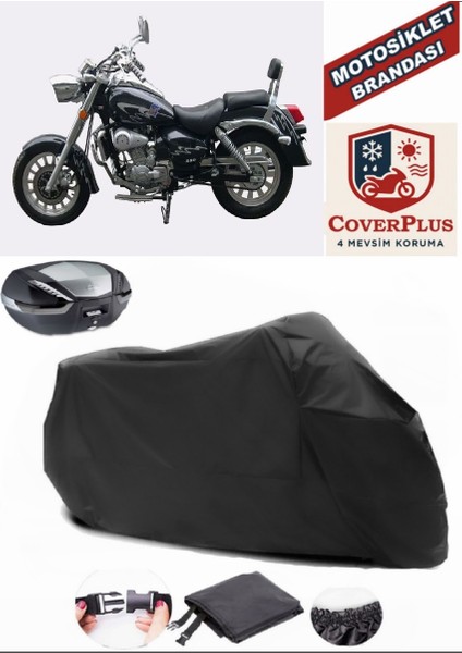 Asya Pars 250 Siyah Arka Çanta Uyumlu Motorsiket Brandası Motor Örtüsü Çadır Su Geçirmez Motosiklet Kılıfı Motor Brandası