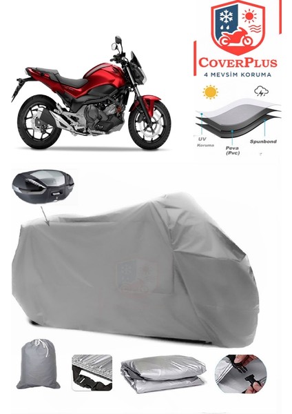 Honda Nc 750 S Dct Arka Çanta Uyumlu (Gri) Motorsiket Brandası Motor Örtüsü Çadır Su Geçirmez Motosiklet Kılıfı Motor Brandası