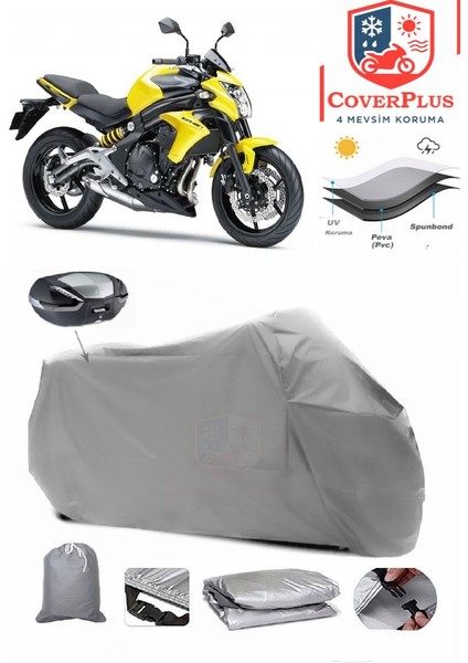 Kawasaki Er-6 N Arka Çanta Uyumlu (Gri) Motorsiket Brandası Motor Örtüsü Çadır Su Geçirmez Motosiklet Kılıfı Motor Brandası