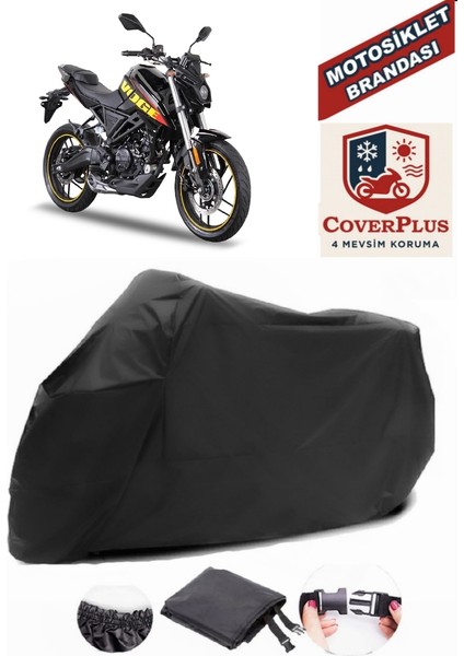 Voge 125 R Siyah Motorsiket Brandası Motor Örtüsü Çadır Su Geçirmez Motosiklet Kılıfı Motor Brandası