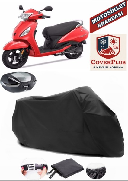 Tvs Jupiter Siyah Arka Çanta Uyumlu Motorsiket Brandası Motor Örtüsü Çadır Su Geçirmez Motosiklet Kılıfı Motor Brandası