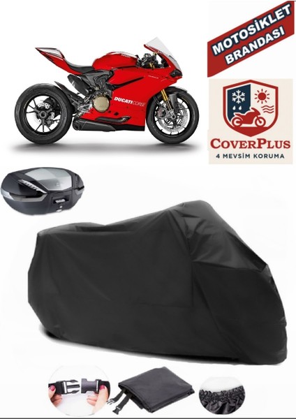 Ducati Panigale 1199 R Siyah Arka Çanta Uyumlu Motorsiket Brandası Motor Örtüsü Çadır Su Geçirmez Motosiklet Kılıfı Motor Brandası