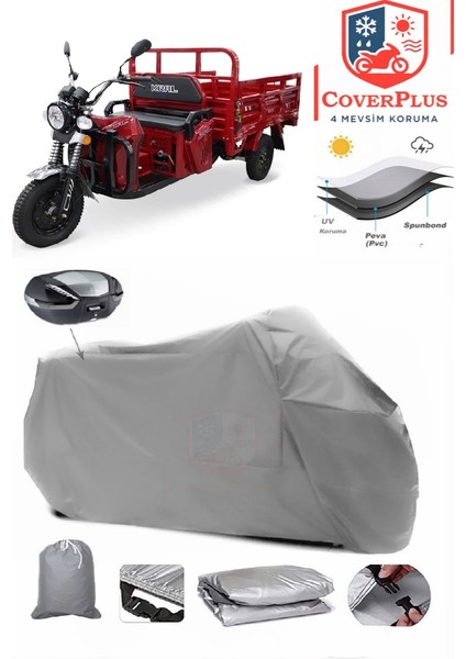 Kral Motor KR250-K Titus-3 Arka Çanta Uyumlu (Gri) Motorsiket Brandası Motor Örtüsü Çadır Su Geçirmez Motosiklet Kılıfı Motor Brandası