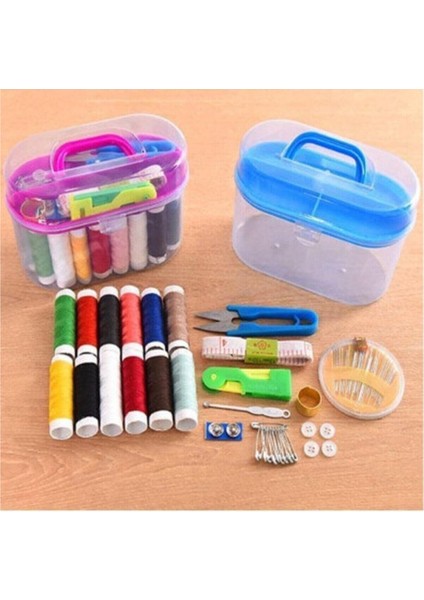 Özel Kutulu 40 Parça Mini Dikiş Seti Iğne Iplik Balıkçı Makas Mezura Yüzük