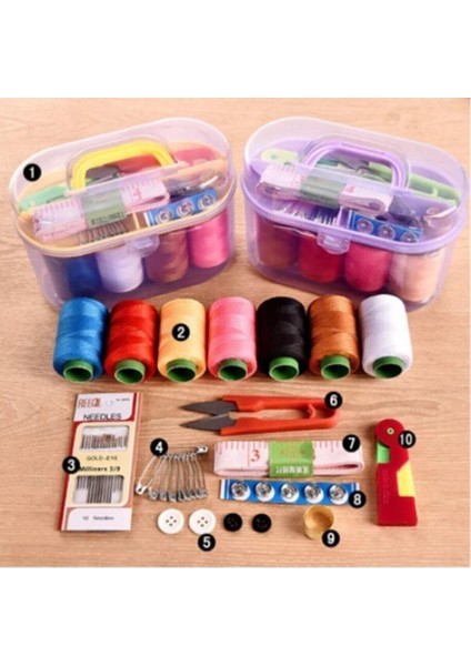 Özel Kutulu 40 Parça Mini Dikiş Seti Iğne Iplik Balıkçı Makas Mezura Yüzük fiyatları