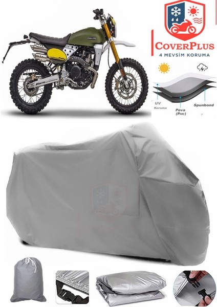 Caballero 500 Rally Gri Motorsiket Brandası Motor Örtüsü Çadır Su Geçirmez Motosiklet Kılıfı Motor Brandası