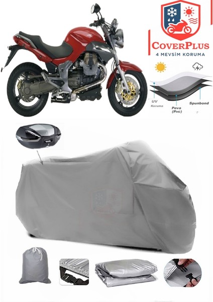 Moto Guzzi Breva V 1100 Arka Çanta Uyumlu (Gri) Motorsiket Brandası Motor Örtüsü Çadır Su Geçirmez Motosiklet Kılıfı Motor Brandası