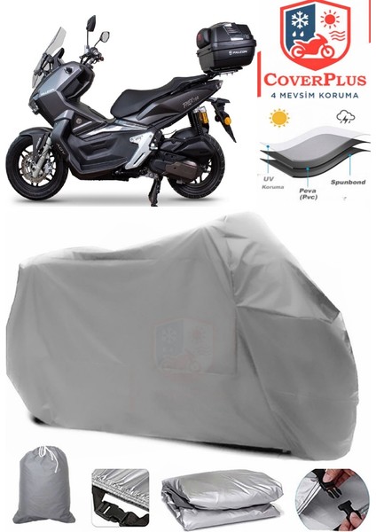 Falcon T-Rex 188 Gri Motorsiket Brandası Motor Örtüsü Çadır Su Geçirmez Motosiklet Kılıfı Motor Brandası