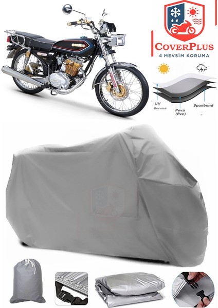Kuba Cg 100/KM125-6 Gri Motorsiket Brandası Motor Örtüsü Çadır Su Geçirmez Motosiklet Kılıfı Motor Brandası