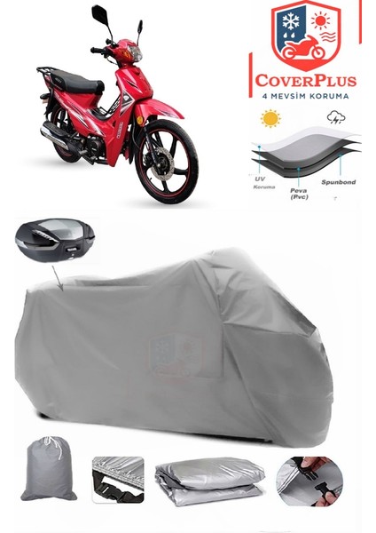 Arora Ar 50-50 Kasırga Arka Çanta Uyumlu (Gri) Motorsiket Brandası Motor Örtüsü Çadır Su Geçirmez Motosiklet Kılıfı Motor Brandası