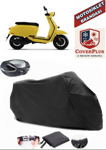Lambretta V50 Special Siyah Arka Çanta Uyumlu Motorsiket Brandası Motor Örtüsü Çadır Su Geçirmez Motosiklet Kılıfı Motor Brandası