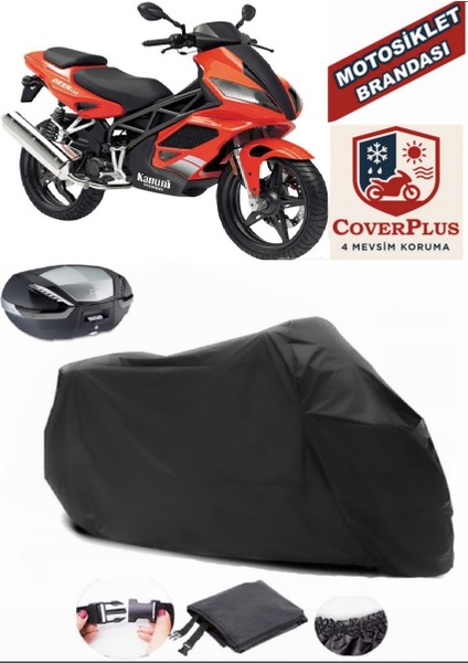 Kanuni Deer 152 Siyah Arka Çanta Uyumlu Motorsiket Brandası Motor Örtüsü Çadır Su Geçirmez Motosiklet Kılıfı Motor Brandası