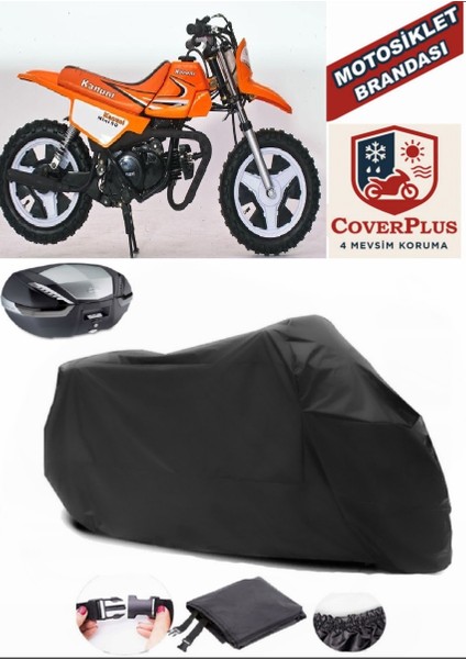 Kanuni Mini 50 Siyah Arka Çanta Uyumlu Motorsiket Brandası Motor Örtüsü Çadır Su Geçirmez Motosiklet Kılıfı Motor Brandası