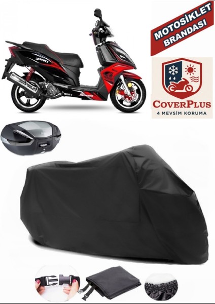 Yuki YK150T-20 Siyah Arka Çanta Uyumlu Motorsiket Brandası Motor Örtüsü Çadır Su Geçirmez Motosiklet Kılıfı Motor Brandası