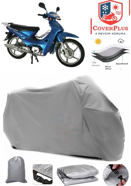 Mondial 100 Km Gri Motorsiket Brandası Motor Örtüsü Çadır Su Geçirmez Motosiklet Kılıfı Motor Brandası