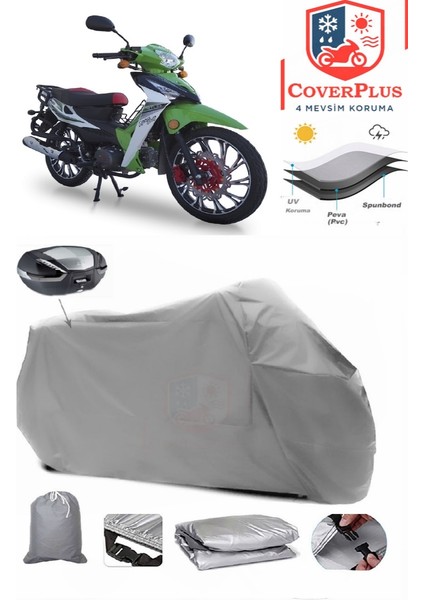 Motolux Africa King Arka Çanta Uyumlu (Gri) Motorsiket Brandası Motor Örtüsü Çadır Su Geçirmez Motosiklet Kılıfı Motor Brandası