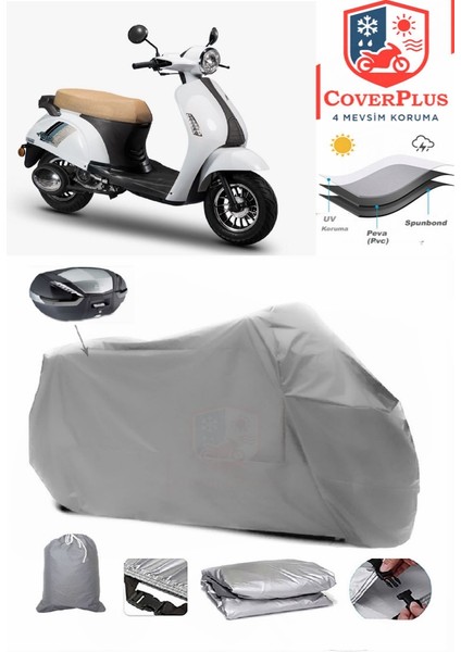 Bumoto/jinling Lucatti 100CC Arka Çanta Uyumlu (Gri) Motorsiket Brandası Motor Örtüsü Çadır Su Geçirmez Motosiklet Kılıfı Motor Brandası