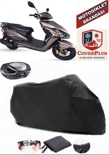 Arora Quantum 50 Siyah Arka Çanta Uyumlu Motorsiket Brandası Motor Örtüsü Çadır Su Geçirmez Motosiklet Kılıfı Motor Brandası