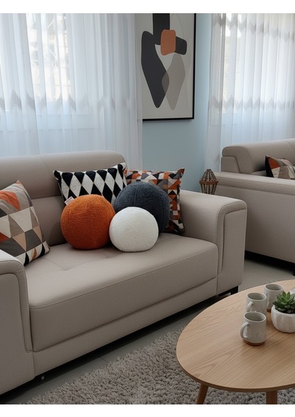 3- Lü Top Kırlent / Yastık 1 Büyük Antrasit/ Yastık 1 Büyük Kiremit / 1 Küçük Ekru ( 42CM / 25CM) fiyatları