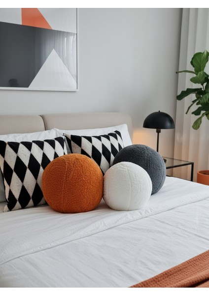 3- Lü Top Kırlent / Yastık 1 Büyük Antrasit/ Yastık 1 Büyük Kiremit / 1 Küçük Ekru ( 42CM / 25CM) indirimleri