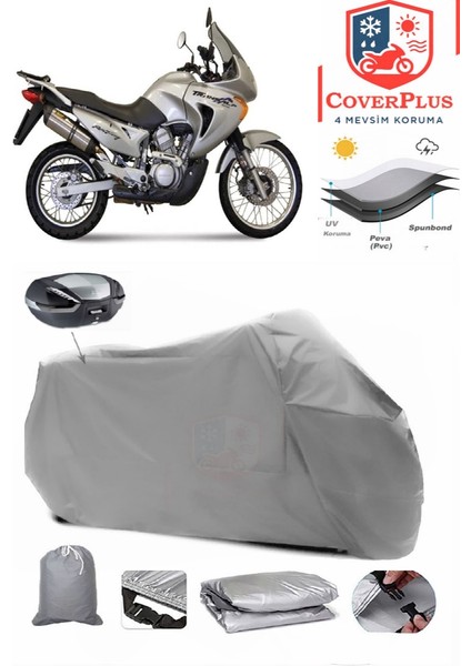 Honda Xl 650 Transalp Arka Çanta Uyumlu (Gri) Motorsiket Brandası Motor Örtüsü Çadır Su Geçirmez Motosiklet Kılıfı Motor Brandası
