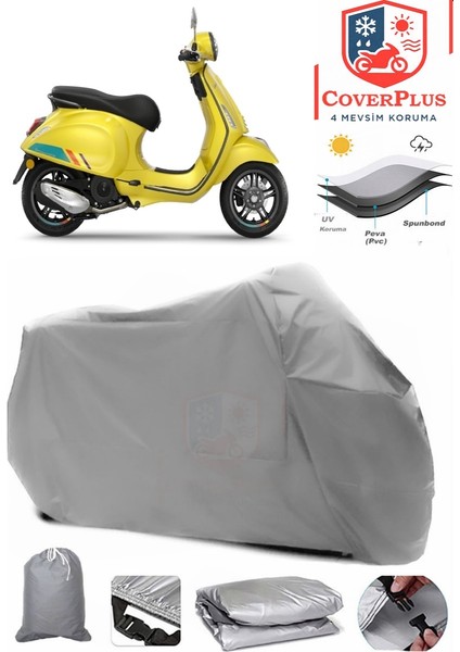 Vespa Primavera 150 S Gri Motorsiket Brandası Motor Örtüsü Çadır Su Geçirmez Motosiklet Kılıfı Motor Brandası