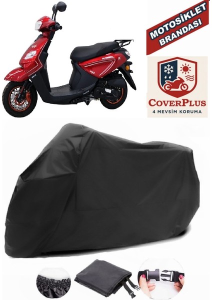 Kral Motor Kr-44 Pion 50 Siyah Motorsiket Brandası Motor Örtüsü Çadır Su Geçirmez Motosiklet Kılıfı Motor Brandası