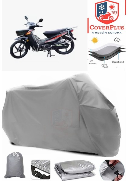 Ramzey Classic Gri Motorsiket Brandası Motor Örtüsü Çadır Su Geçirmez Motosiklet Kılıfı Motor Brandası