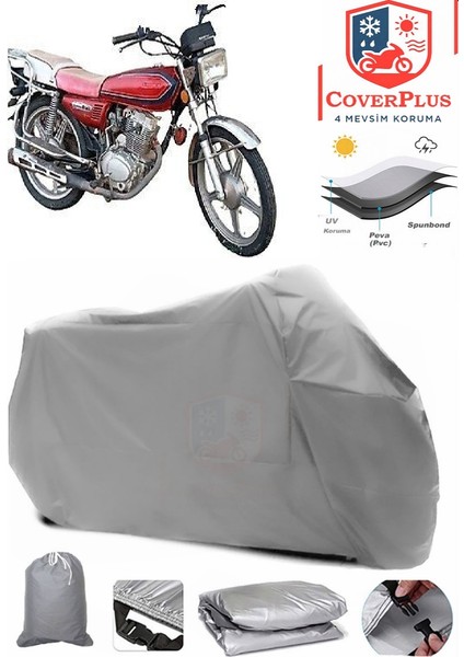 Ramzey Karaca 100 Gri Motorsiket Brandası Motor Örtüsü Çadır Su Geçirmez Motosiklet Kılıfı Motor Brandası