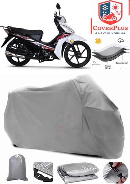 Rks Next 100 Gri Motorsiket Brandası Motor Örtüsü Çadır Su Geçirmez Motosiklet Kılıfı Motor Brandası