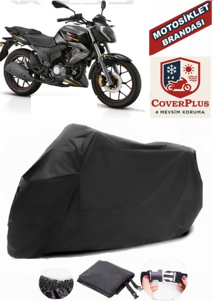 Rks 125-S Siyah Motorsiket Brandası Motor Örtüsü Çadır Su Geçirmez Motosiklet Kılıfı Motor Brandası