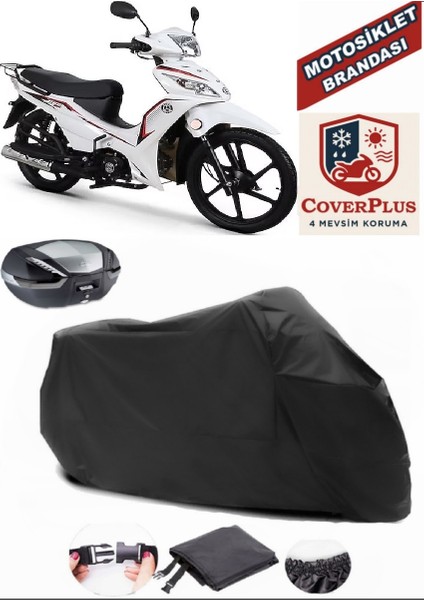 Dorado Akida Cub 125 Siyah Arka Çanta Uyumlu Motorsiket Brandası Motor Örtüsü Çadır Su Geçirmez Motosiklet Kılıfı Motor Brandası