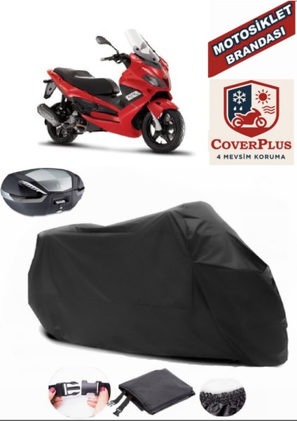 Gilera Nexus 300 Siyah Arka Çanta Uyumlu Motorsiket Brandası Motor Örtüsü Çadır Su Geçirmez Motosiklet Kılıfı Motor Brandası