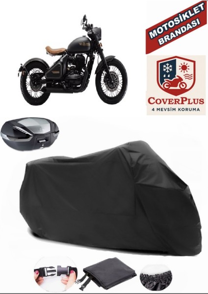 Jawa Perak Siyah Arka Çanta Uyumlu Motorsiket Brandası Motor Örtüsü Çadır Su Geçirmez Motosiklet Kılıfı Motor Brandası