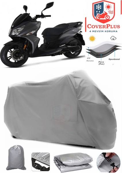 Sym Jet 14 200I Abs Gri Motorsiket Brandası Motor Örtüsü Çadır Su Geçirmez Motosiklet Kılıfı Motor Brandası